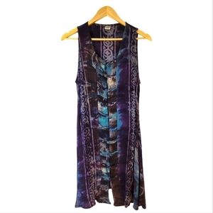 Button Front Patterned Boho Dress